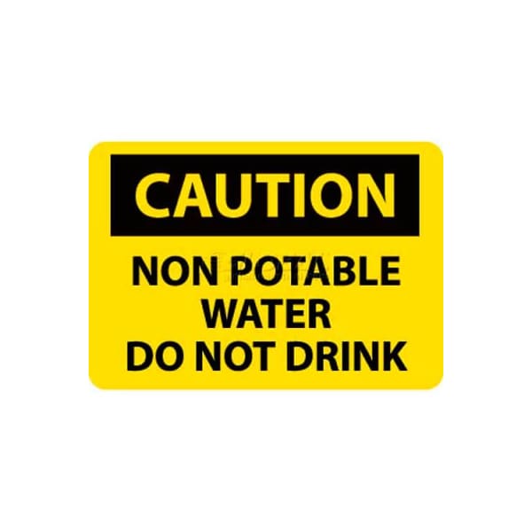 National Marker Co NMC OSHA Sign, Caution Non-Potable Water Do Not Drink, 10in X 14in, Yellow/Black C361PB - main